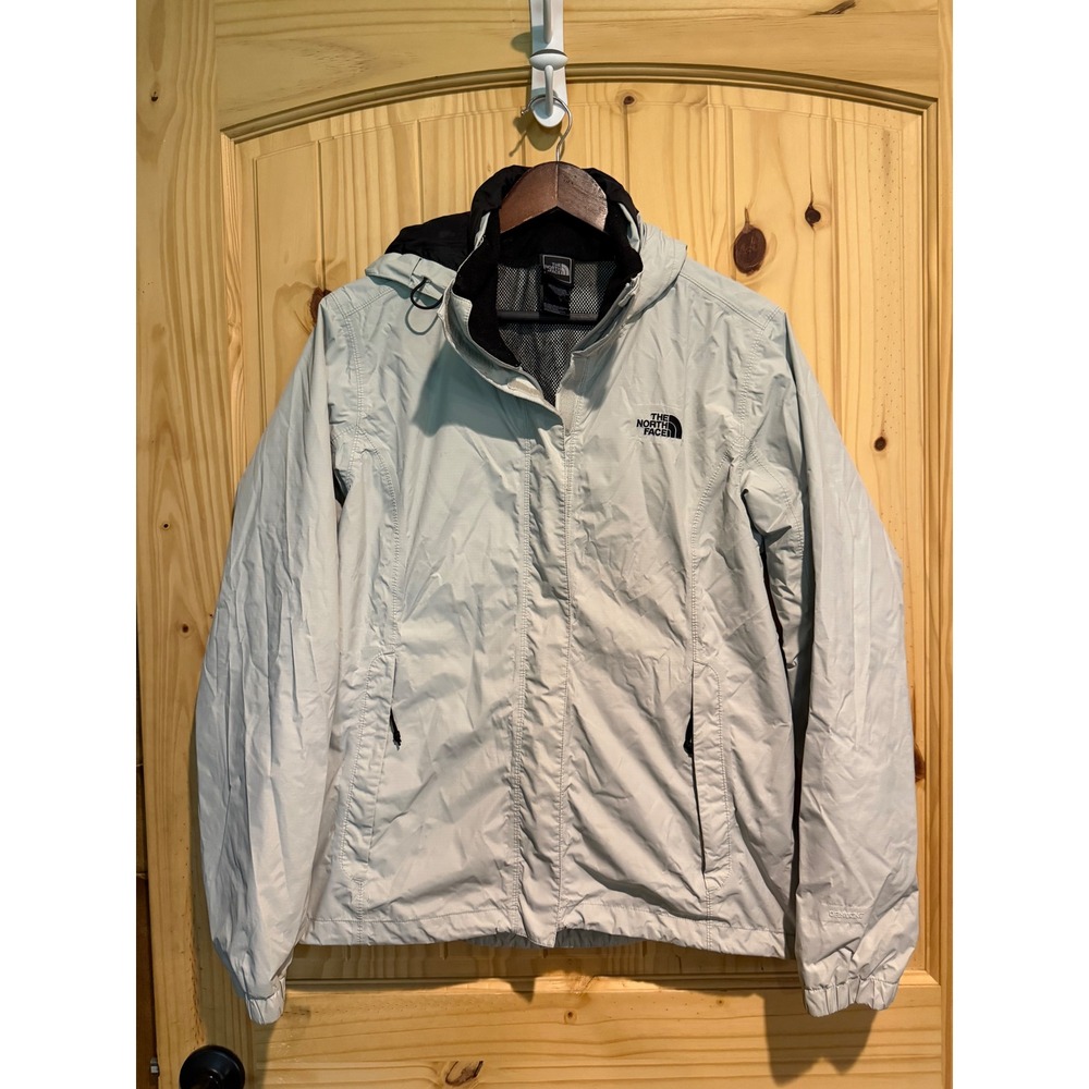 The North Face Women Light Gray Resolve 2 Waterproof Rain Jacket Hooded Large